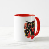 MÄDCHEN, POWER, Kronen & Herzen, Rot & Gold Tasse (VorderseiteRechts)