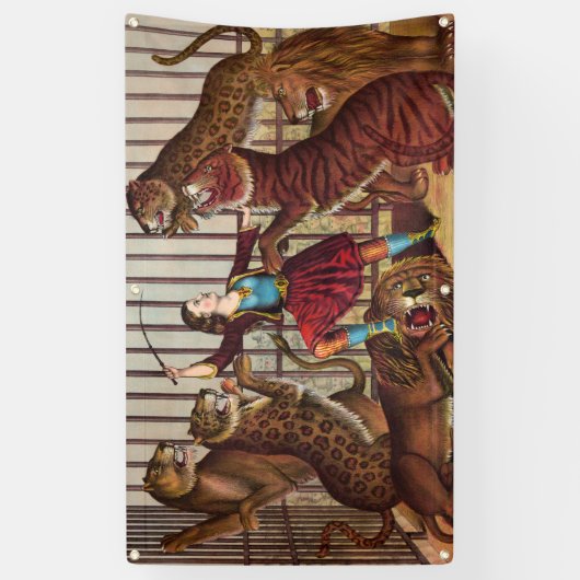 MÄDCHEN-POWER-LÖWE ZAHMERE Fahne Banner (Vertikal)