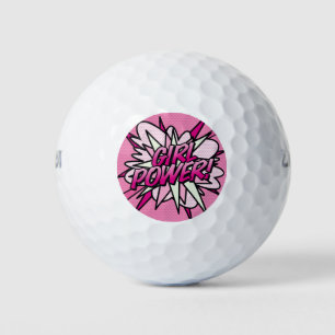MÄDCHEN POWER Lustiges Retro-Comic-Book Rosa Golfball