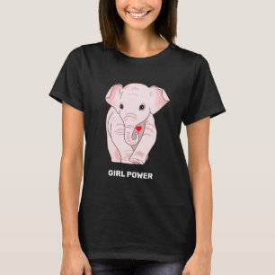 Mädchen Power Pinker Elefant hält ein Herz T-Shirt