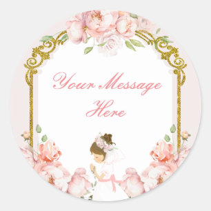 Mädchen Praying Gold 1. Heilige Kommune Ihre Botsc Runder Aufkleber