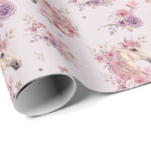 Mädchen Pretty Ponies Pastell Blumen Pferd Geschenkpapier (Rolleneckpunkt)