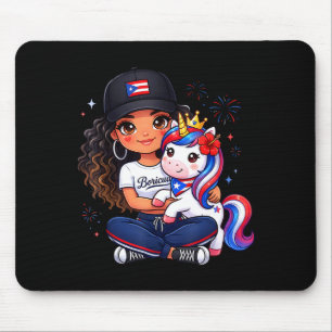 Mädchen Prinzessin Einhorn Boricua Flagge Kleinkin Mousepad