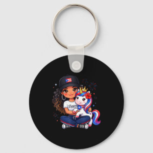 Mädchen Prinzessin Einhorn Boricua Flagge Kleinkin Schlüsselanhänger