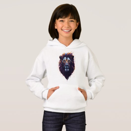 Mädchen Pullover Hoodie | Lion (Vorne ganz)