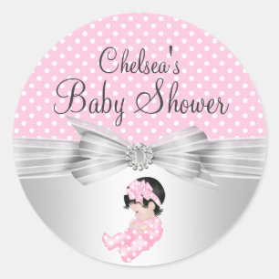 Mädchen Punkte Baby Shower Aufkleber