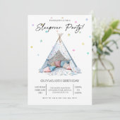 Mädchen-Pyjama-Party Geburtstag Einladung (Stehend Vorderseite)