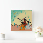 Mädchen Quadratische Wanduhr (Zuhause)