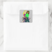 Mädchen Quadratischer Aufkleber (Tasche)