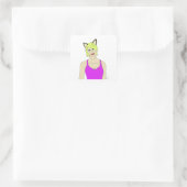 Mädchen Quadratischer Aufkleber (Tasche)