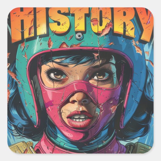 Mädchen Quadratischer Aufkleber (Vorderseite)