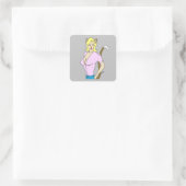 Mädchen Quadratischer Aufkleber (Tasche)