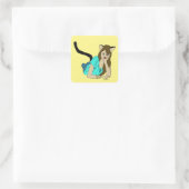 Mädchen Quadratischer Aufkleber (Tasche)