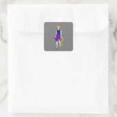 Mädchen Quadratischer Aufkleber (Tasche)