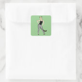 Mädchen Quadratischer Aufkleber (Tasche)