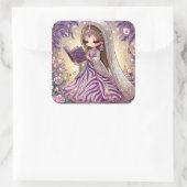 Mädchen Quadratischer Aufkleber (Tasche)