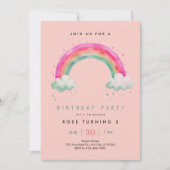 Mädchen Rainbow Birthday Einladung (Vorderseite)