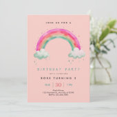 Mädchen Rainbow Birthday Einladung (Stehend Vorderseite)