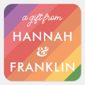 Mädchen Rainbow Birthday Geschenkaufkleber Quadratischer Aufkleber (Vorderseite)