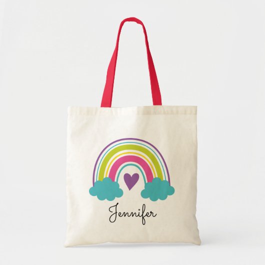 Mädchen Rainbow Tote Bag mit roter Hand Tragetasche (Vorne)