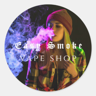 Mädchen Rauch Vape Shop Geschäft Runder Aufkleber