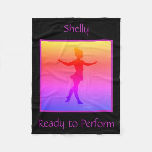 Mädchen "Ready to Perform" Fleece Blanket mit Name (Vorderseite)