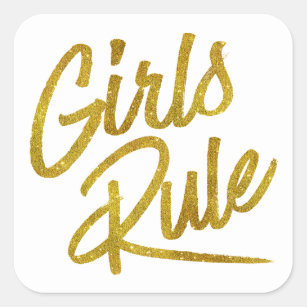 Mädchen-Regel-GoldImitat-Folien-metallisches Quadratischer Aufkleber