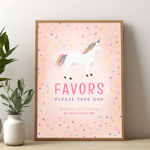 Mädchen Regenbogen Einhorn Geburtstags Favor Zeich Poster