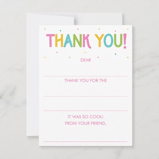 Mädchen Regenbogen füllen in der Leere Vielen Dank Mitteilungskarte (Vorderseite)