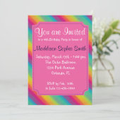 Mädchen-Regenbogen-Geburtstags-Einladungen Einladung (Stehend Vorderseite)