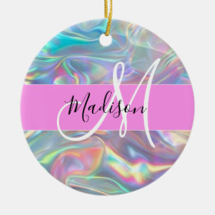 Mädchen Regenbogen Holografisches Irisierendes Mon Keramik Ornament