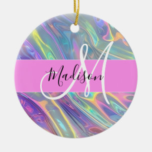 Mädchen Regenbogen Holografisches Irisierendes Mon Keramik Ornament