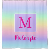 Mädchen Regenbogen Monogramm Personalisierter Name Duschvorhang (Vorderseite)
