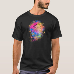Mädchen Regenbogen Pferd Silhouette Rosa Süß Bunt T-Shirt