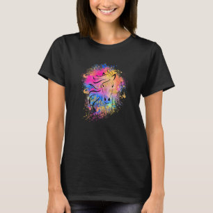 Mädchen Regenbogen Pferd Silhouette Rosa Süß Bunt T-Shirt