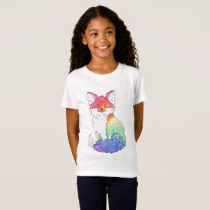 Mädchen-Regenbogenfox-T - Shirt