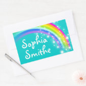 Mädchen Regenbogenname aquamarine ID-Aufkleber Rechteckiger Aufkleber (Umschlag)