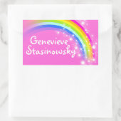 Mädchen Regenbogenname Rosa ID-Aufkleber Rechteckiger Aufkleber (Tasche)