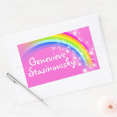 Mädchen Regenbogenname Rosa ID-Aufkleber Rechteckiger Aufkleber (Umschlag)