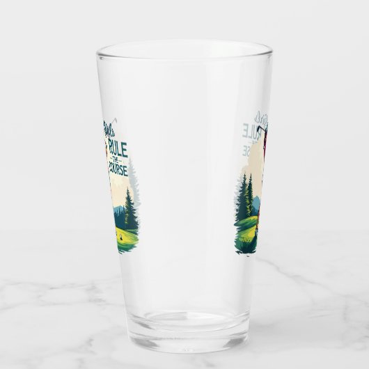 Mädchen regieren den Kurs Retro Golf Illustration Glas (Rechts)