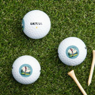 Mädchen regieren den Kurs Retro Golf Illustration Golfball
