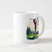 Mädchen regieren den Kurs Retro Golf Illustration Jumbo-Tasse (Vorderseite Rechts)