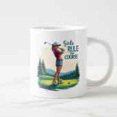 Mädchen regieren den Kurs Retro Golf Illustration Jumbo-Tasse (Rechts)