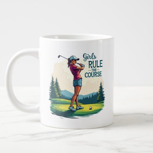 Mädchen regieren den Kurs Retro Golf Illustration Jumbo-Tasse (Links)