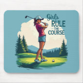 Mädchen regieren den Kurs Retro Golf Illustration Mousepad (Vorne)