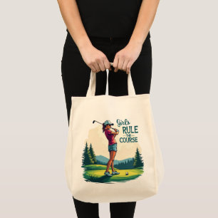Mädchen regieren den Kurs Retro Golf Illustration Tragetasche