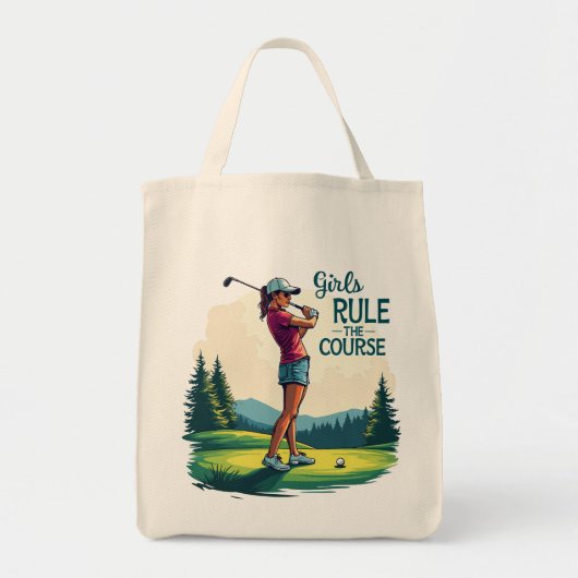 Mädchen regieren den Kurs Retro Golf Illustration Tragetasche (Vorne)