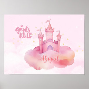 Mädchen regieren Palast auf der rosa Wolke Poster