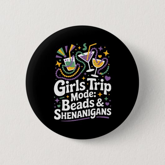 Mädchen Reise Perlen Schabernack Mardi Gras beste Button (Vorderseite)