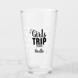 Mädchen reisen mit Krone, Jahr und Sternen Glas